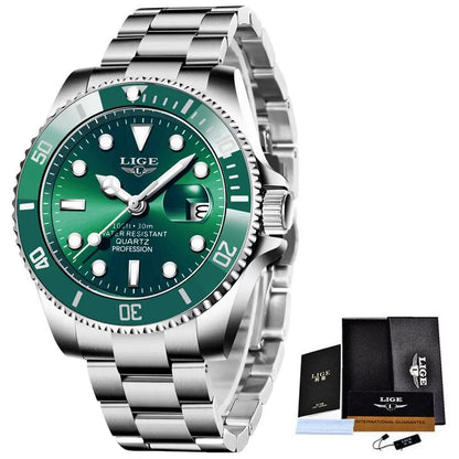 LIGE 30ATM Diver Watch – Luxury Waterproof Quartz Sports Watch for Men