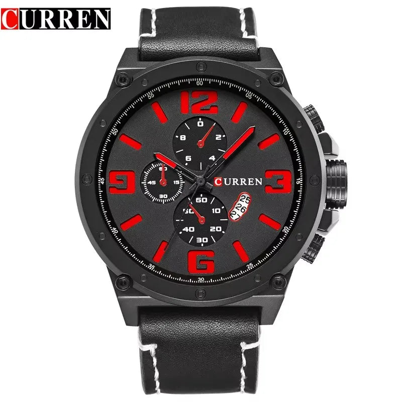 CURREN 8230 Men's Quartz Chronograph Watch – Fashion Outdoor Wristwatch with Brown & Black Leather Strap
