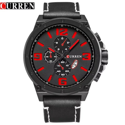 CURREN 8230 Men's Quartz Chronograph Watch – Fashion Outdoor Wristwatch with Brown & Black Leather Strap