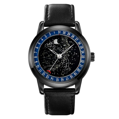 SKMEI 2116 Men’s Casual Wristwatch – Genuine Leather Strap, Date Display & Starry Sky Moon Phase
