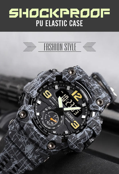 SKMEI 1637 Men’s Dual Movement Sport Watch – Waterproof Digital & Analog Wristwatch