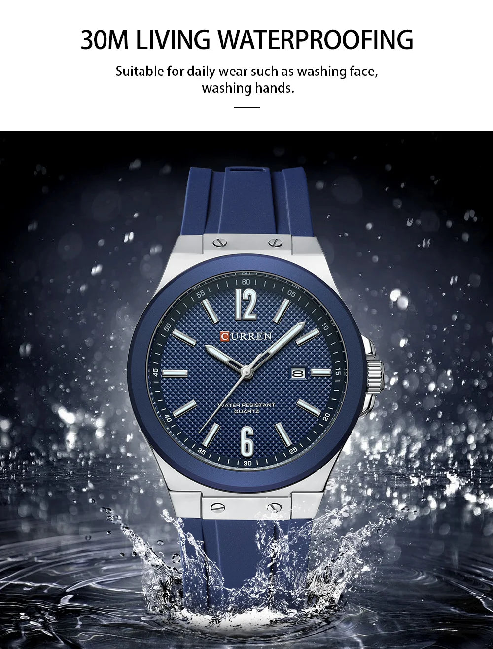 CURREN 8467 Men's Fashion Quartz Watch – Luminous Dial, Date Display, Silicone Strap