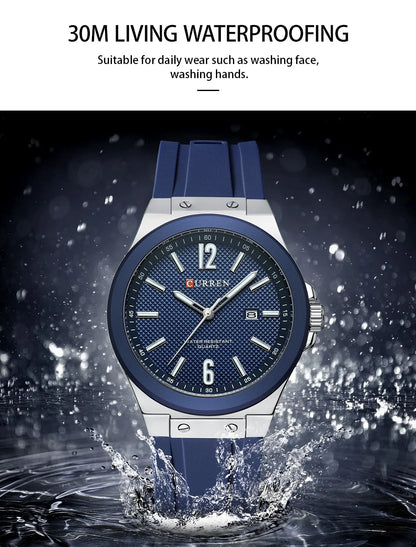 CURREN 8467 Men's Fashion Quartz Watch – Luminous Dial, Date Display, Silicone Strap