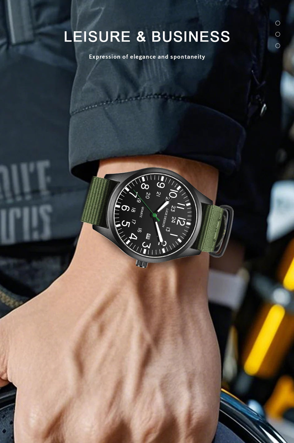 LIGE Luxury Military Quartz Watch for Men – Waterproof, Luminous, Nylon Leather Strap, Date Display