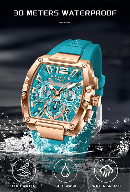 LIGE Men’s Luxury Silicone Military Watch – Casual Sports Waterproof Quartz with Date