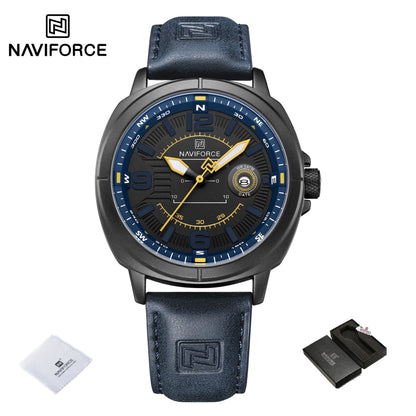 NAVIFORCE Brand Men Quartz Watch High Quality PU Band Calendar Male Wristwatch Auto Date Display Waterproof Clocks Reloj Hombre