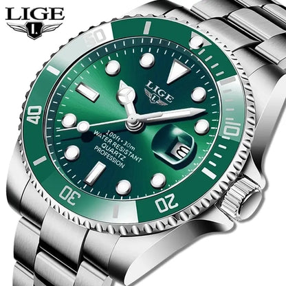 LIGE 30ATM Diver Watch – Luxury Waterproof Quartz Sports Watch for Men