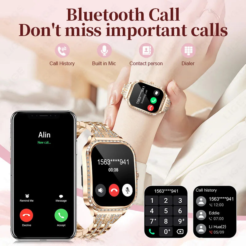 LIGE Women’s Waterproof Smartwatch – Bluetooth Call, Fitness Tracker & Heart Rate Monitor