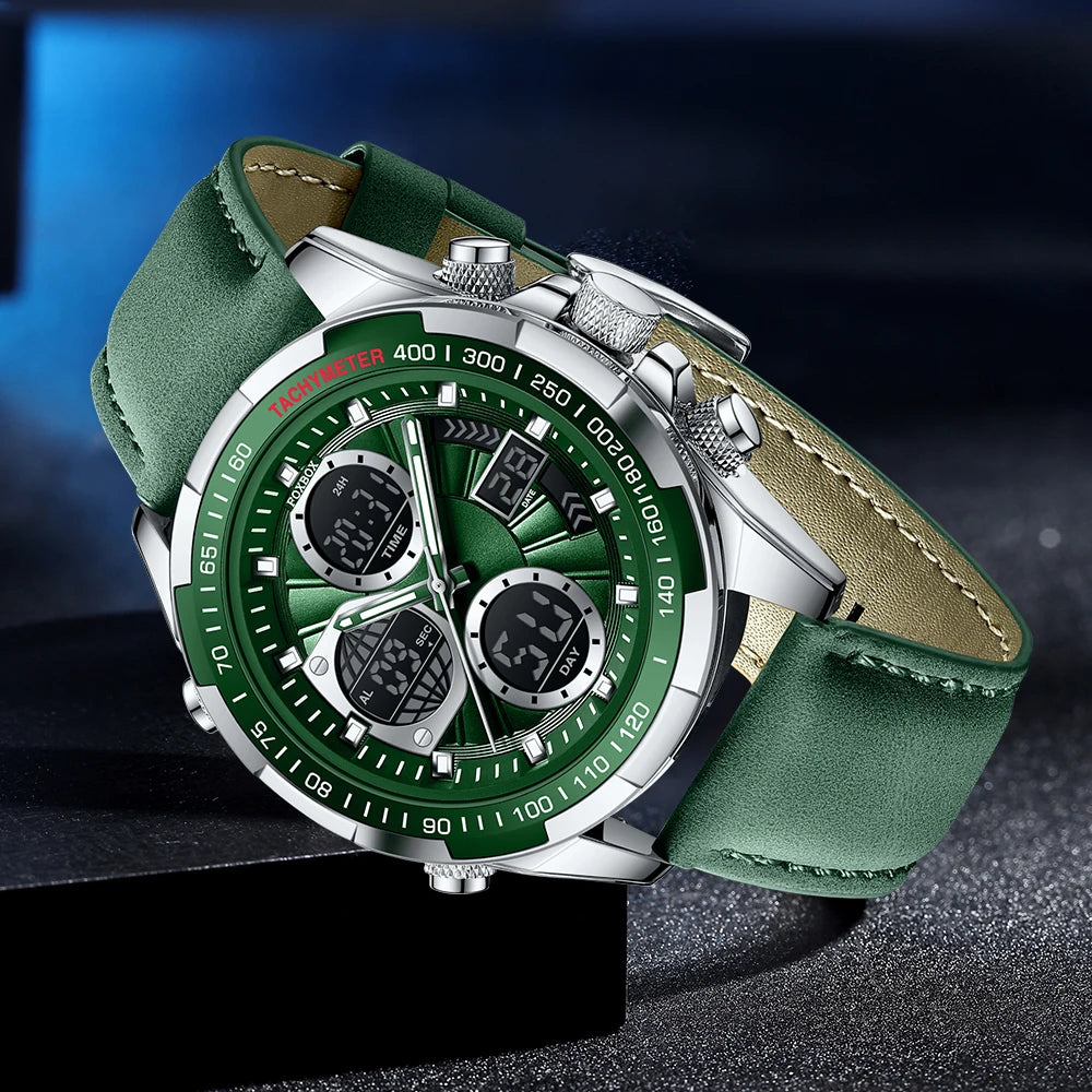 LIGE Men’s Luxury Military Sports Chronograph Watch – Waterproof Quartz Digital Wristwatch