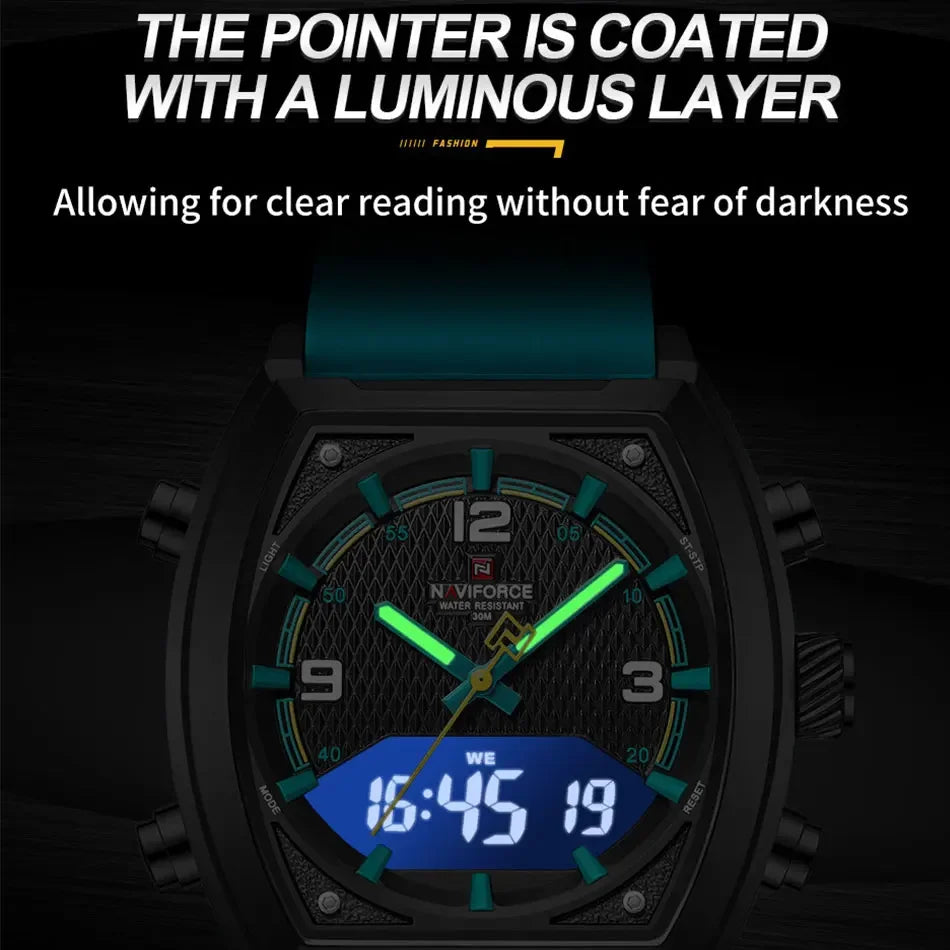 NAVIFORCE Luxury Men's Watches Sport Quartz Watch Men LCD Dual Display Waterproof Luminous Man Wristwatch 2025 Relogio Masculino