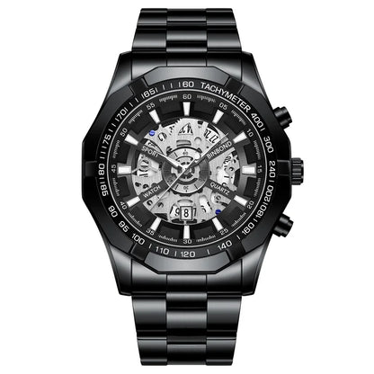 Luxorive BlueCore X – 2025 Luxury Skeleton Steel Watch for Men