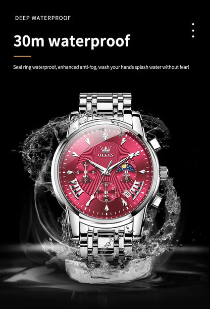 OLEVS 2892 Men Watch Original Quartz Watch Luxury Brand Waterproof Luminous Chronograph Classic Business Moon Phase Men Watch