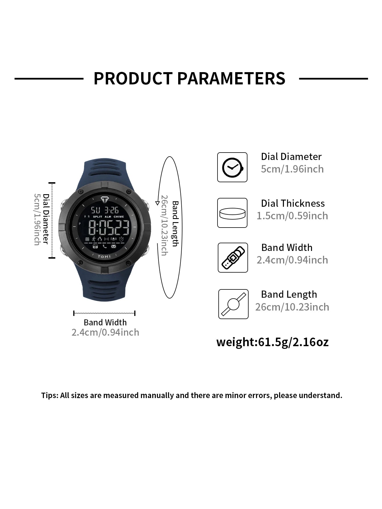 TOMI Men's Watch Night Glow Waterproof Fashion Digital TPU Material Sports Watch