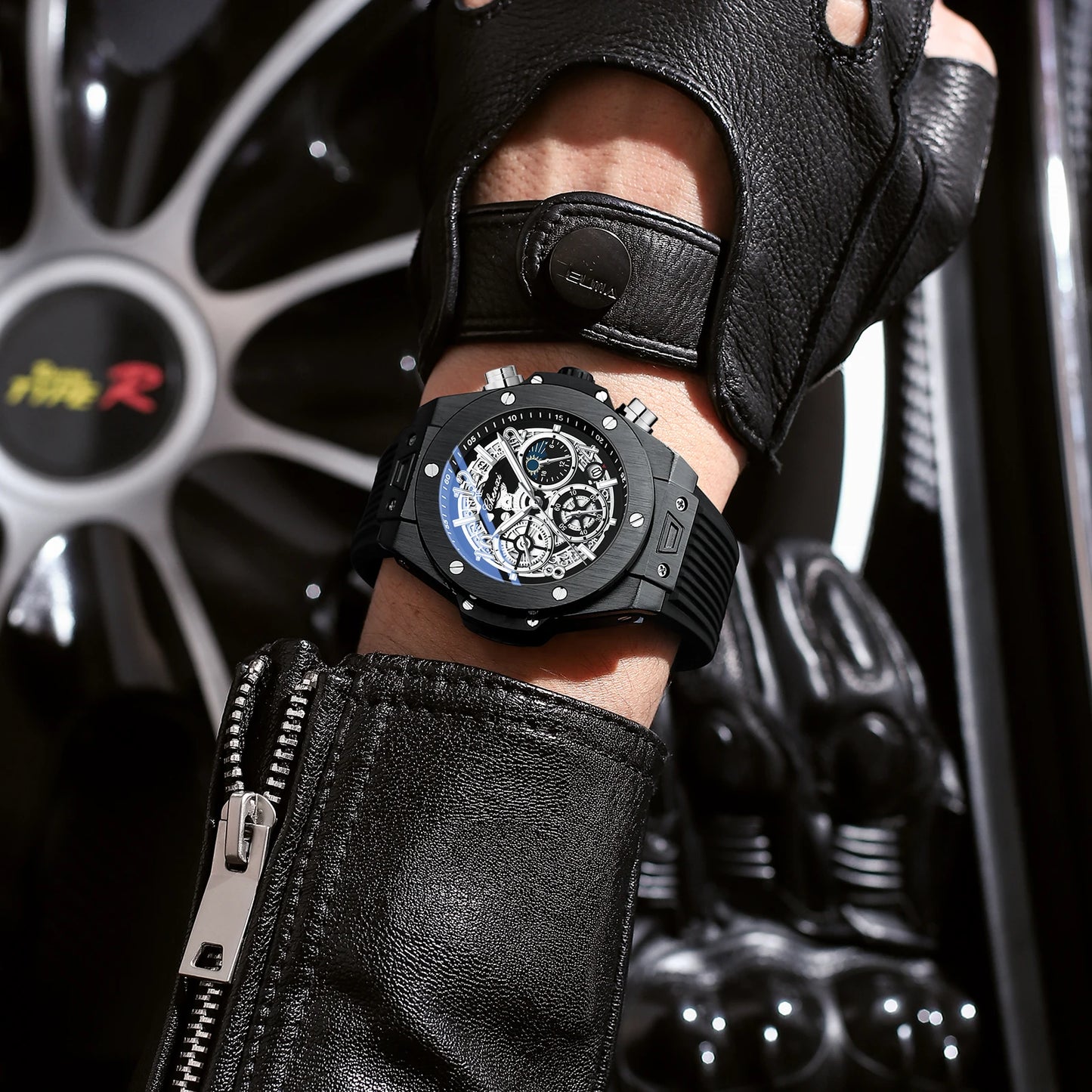 Luxorive StarryEdge – Silicone Military Moon-Phase Chrono Watch