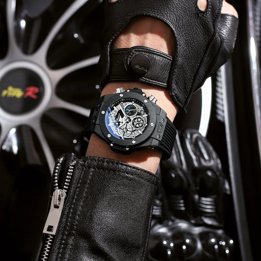 Luxorive StarryEdge – Silicone Military Moon-Phase Chrono Watch
