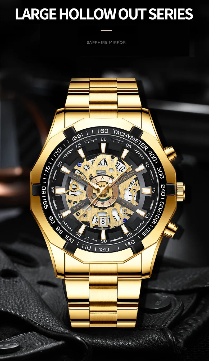 Luxorive BlueCore X – 2025 Luxury Skeleton Steel Watch for Men