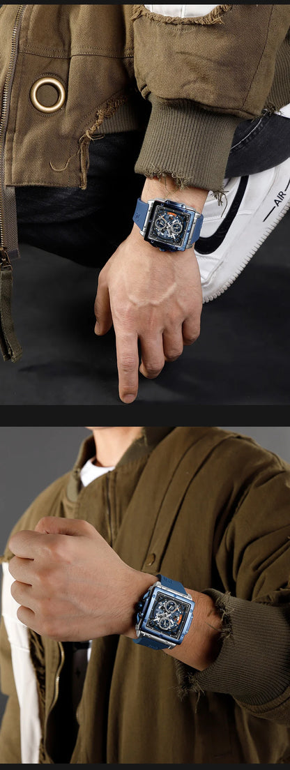 NAVIFORCE Watches for men Sports Unique Square Quartz Date Display Watch Multifunction Chronograph Waterproof Luxury WristWatch