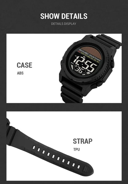 SKMEI Solar Digital Sports Watch for Men – Waterproof Chronograph Wristwatch