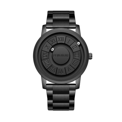 Luxorive MagnoSpin Edge – Men's Magnetic Scrolling Stainless Steel Quartz Watch (With Box)