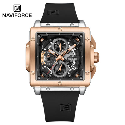 NAVIFORCE Watches for men Sports Unique Square Quartz Date Display Watch Multifunction Chronograph Waterproof Luxury WristWatch