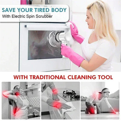 Cordless Electric Spin Scrubber – 5 Replaceable Brush Heads