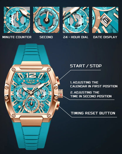 LIGE Men’s Luxury Silicone Military Watch – Casual Sports Waterproof Quartz with Date