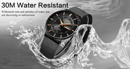 LIGE 2024 Ultra Thin Quartz Watch – Sleek, modern, and designed for men who appreciate minimalist elegance with sporty performance.