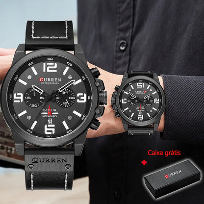 CURREN Luxury Men’s Leather Quartz Watch – Fashion Business Sport Date Display