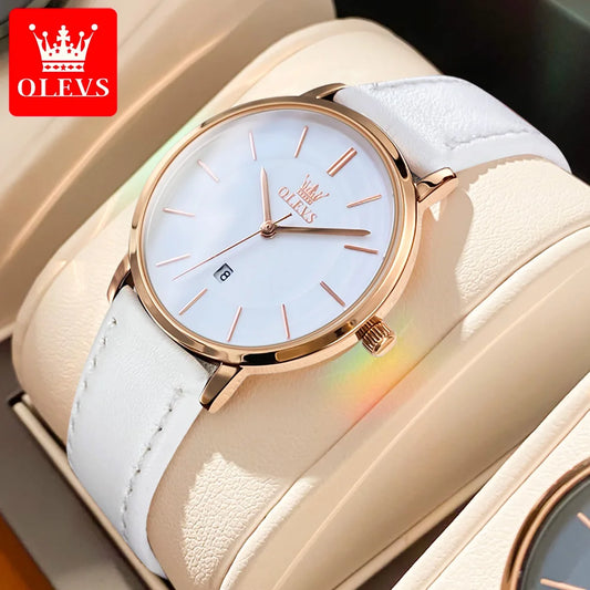 OLEVS 5869 Original Quartz Watch for Women Ultra Thin 6.5mm Simple Fashion Auto Date Hand Clock 30m Waterproof Ladies Wristwatch