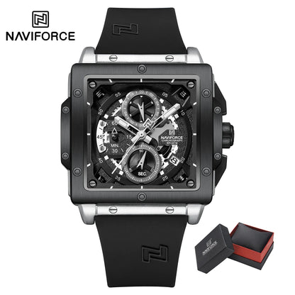 NAVIFORCE Watches for men Sports Unique Square Quartz Date Display Watch Multifunction Chronograph Waterproof Luxury WristWatch
