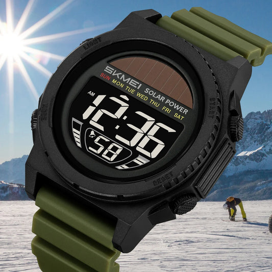 SKMEI Solar Digital Sports Watch for Men – Waterproof Chronograph Wristwatch