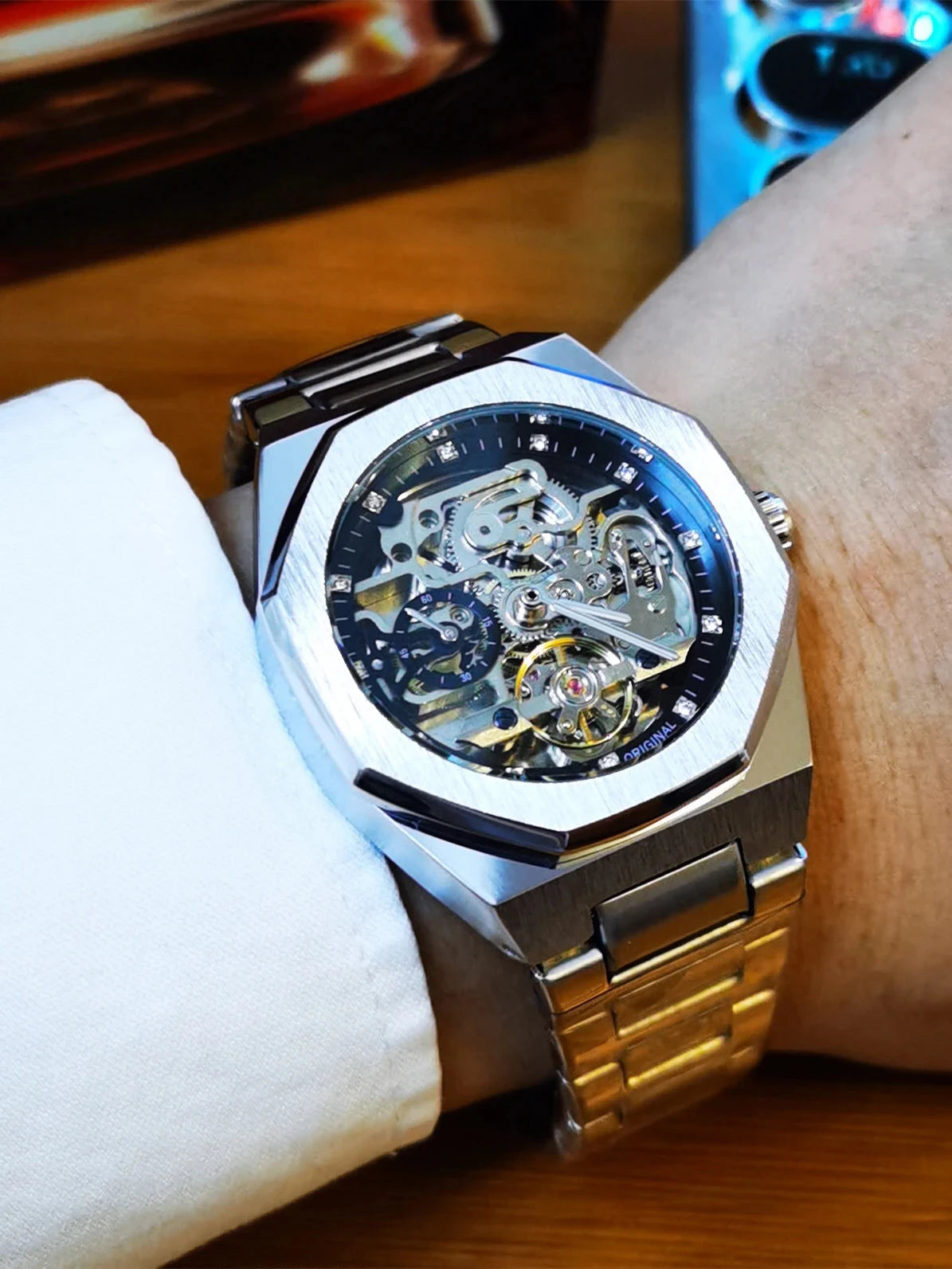 Luxorive Spectra Tourbillon – Automatic Skeleton Watch with Diamond Dial Watchify 