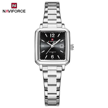 NAVIFORCE Couple Quartz Watch Retro Fashion Calendar Display Stainless Steel Strap Luminous Pointer 3ATM Waterproof Couple Watch