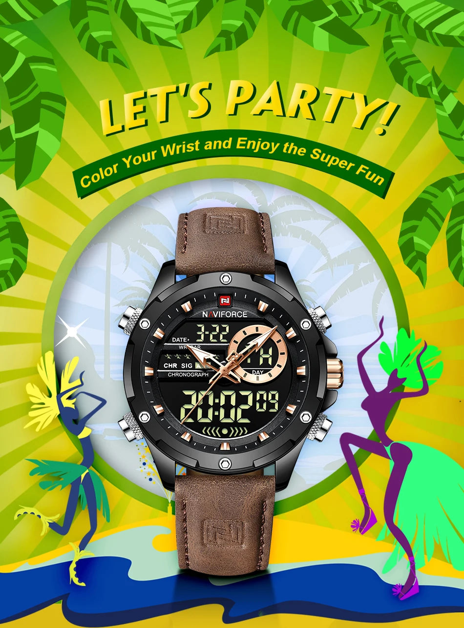 NAVIFORCE Luxury Men Quartz Watch Military LED Digital Waterproof Wristwatch Sport Chronograph Male Clock Relogios Masculino