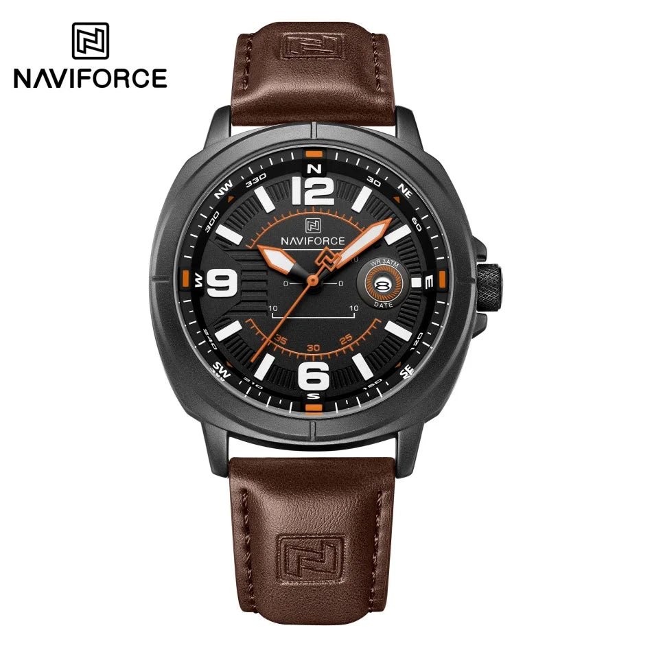 NAVIFORCE Brand Men Quartz Watch High Quality PU Band Calendar Male Wristwatch Auto Date Display Waterproof Clocks Reloj Hombre