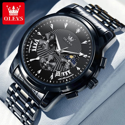 OLEVS 2892 Men Watch Original Quartz Watch Luxury Brand Waterproof Luminous Chronograph Classic Business Moon Phase Men Watch