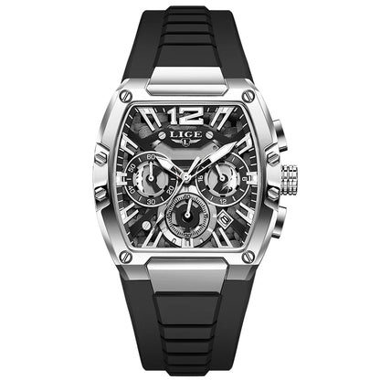 LIGE Men’s Luxury Silicone Military Watch – Casual Sports Waterproof Quartz with Date