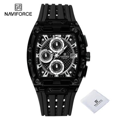 NAVIFORCE Men's Quartz Multifunction Watches Fashion Sports Chronograph 5ATM Waterproof Silicone Band Casual Man Wrist Watch