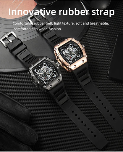 Men's Watch Fashion Automatic Movement Barrel Luminous Waterproof Clock Sports Male's Silicone Strap Quartz Wristwatch New