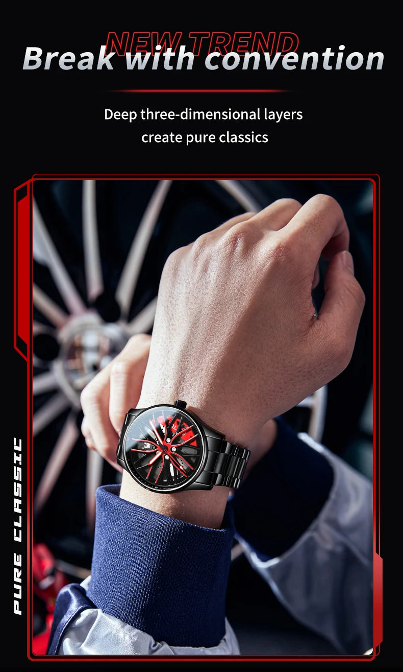 OLEVS 9937 Men's Luxury Watch Waterproof Rotary Sport Car Rim Man Watch High Quality Fashion Best Selling Quartz Men's Watches