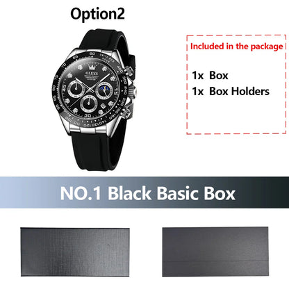 OLEVS Luxury Men's Watches Waterproof Original Quartz Man Watch Moon Phase Watch for Men Chronograph Wrist Watch Luminous Clock