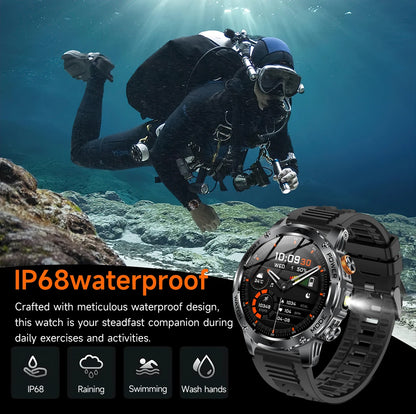 LIGE Men’s Smartwatch – 1000mAh Battery, Outdoor Flashlight, Bluetooth Call, Waterproof Fitness Tracker