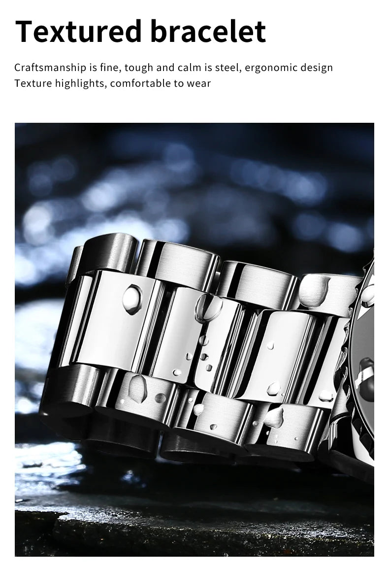 OLEVS 5885 Man Watch Original Brand Waterproof Quartz Watch Stainless Steel Strap Automatic Date Mens Gifts Watches For Man