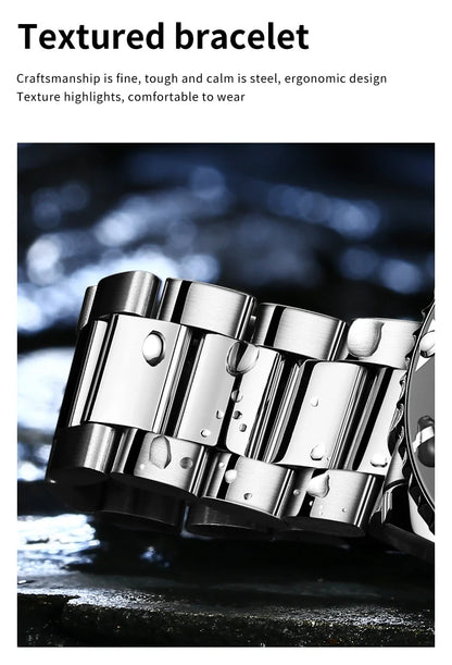 OLEVS 5885 Man Watch Original Brand Waterproof Quartz Watch Stainless Steel Strap Automatic Date Mens Gifts Watches For Man