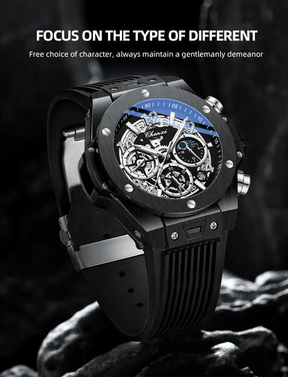 Luxorive StarryEdge – Silicone Military Moon-Phase Chrono Watch