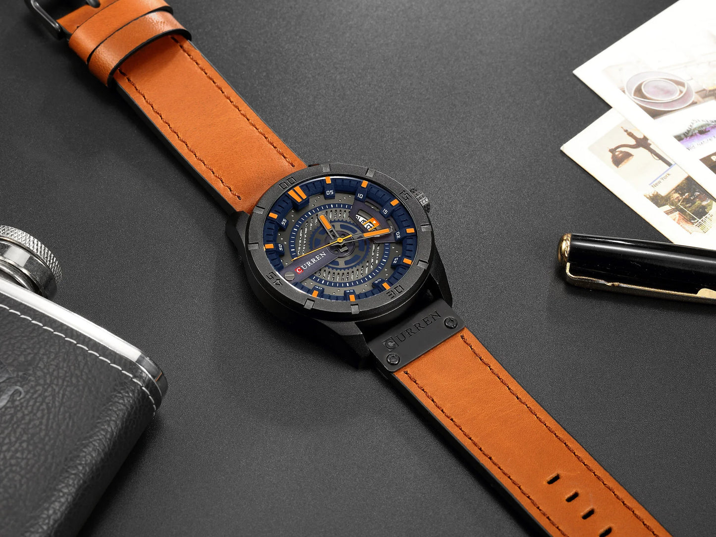 CURREN 8301 Classic Men's Quartz Watch – Waterproof Leather Strap with Calendar