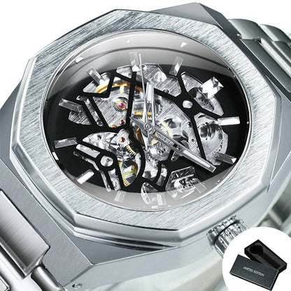 Luxorive  WINNER Luxury Skeleton Watch – Men's Automatic Mechanical in Black & Gold