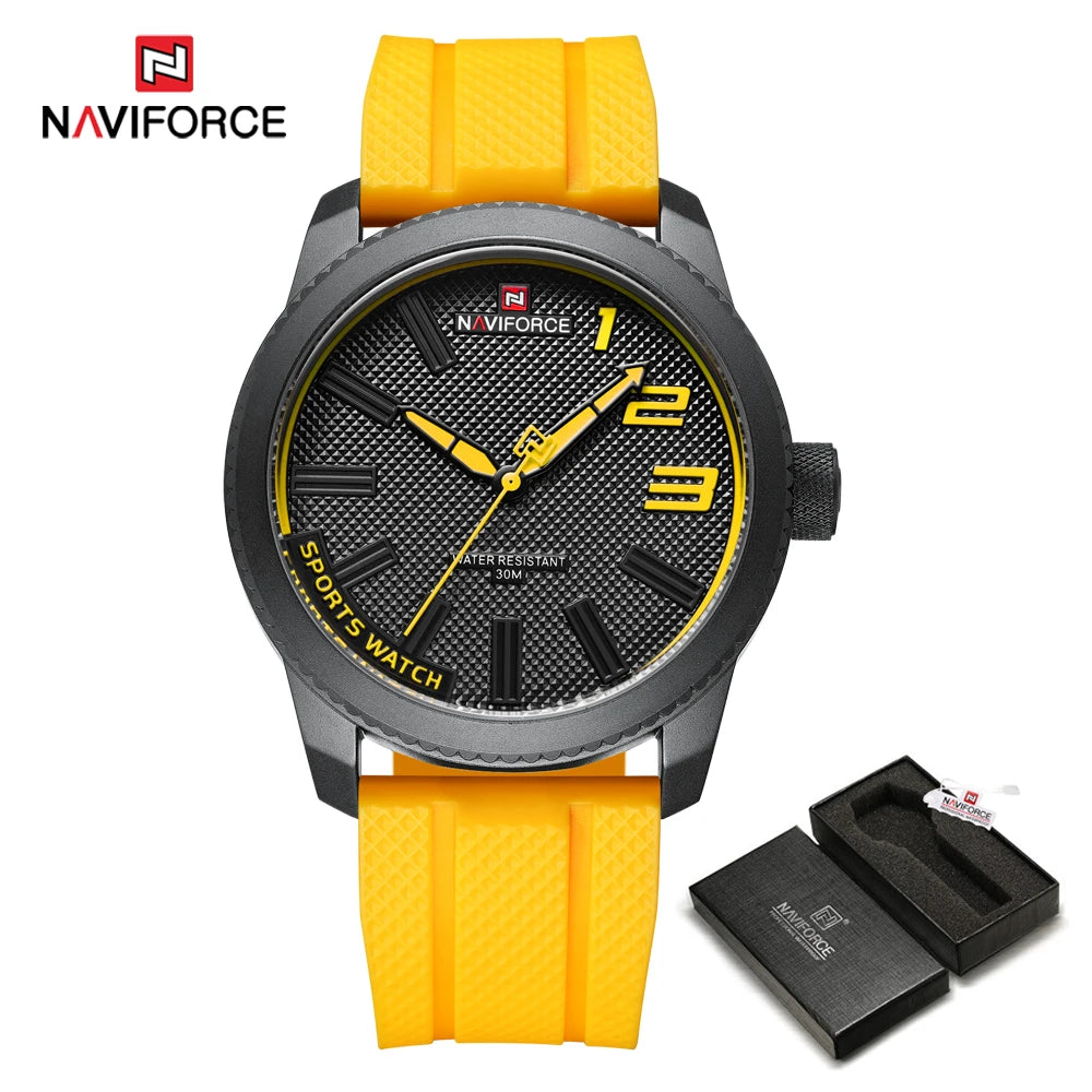 NAVIFORCE Top Brand Watch Men Fashion Casual Waterproof Simple Style Quartz Wristwatch Military Male TPU Strap Clock