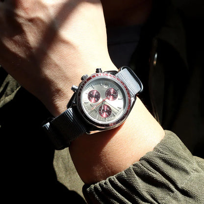 MEGIR New Men's Nylon Braided Strap Waterproof Night-light Sports Quartz Watch with Chronograph Fashion Triple-eye Wristwatch wi
