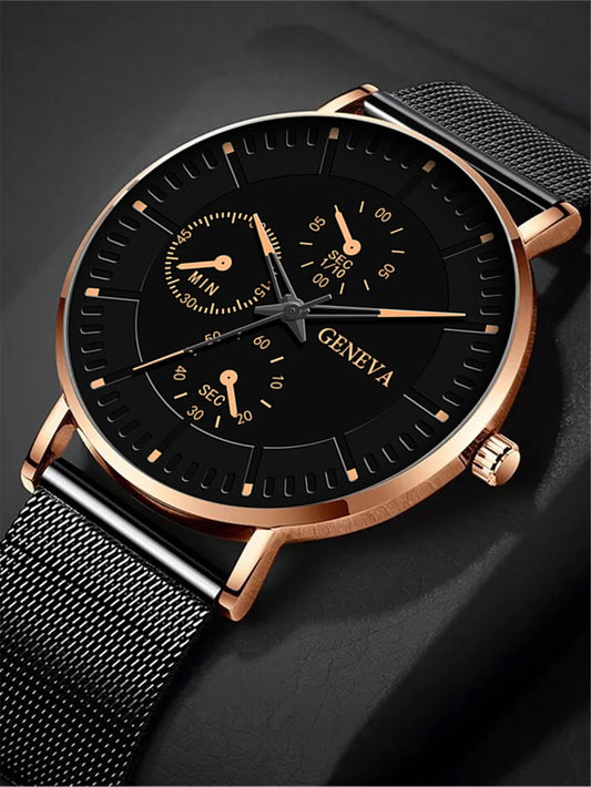 Luxorive MeshSport – Men's Mesh Steel Quartz Watch
